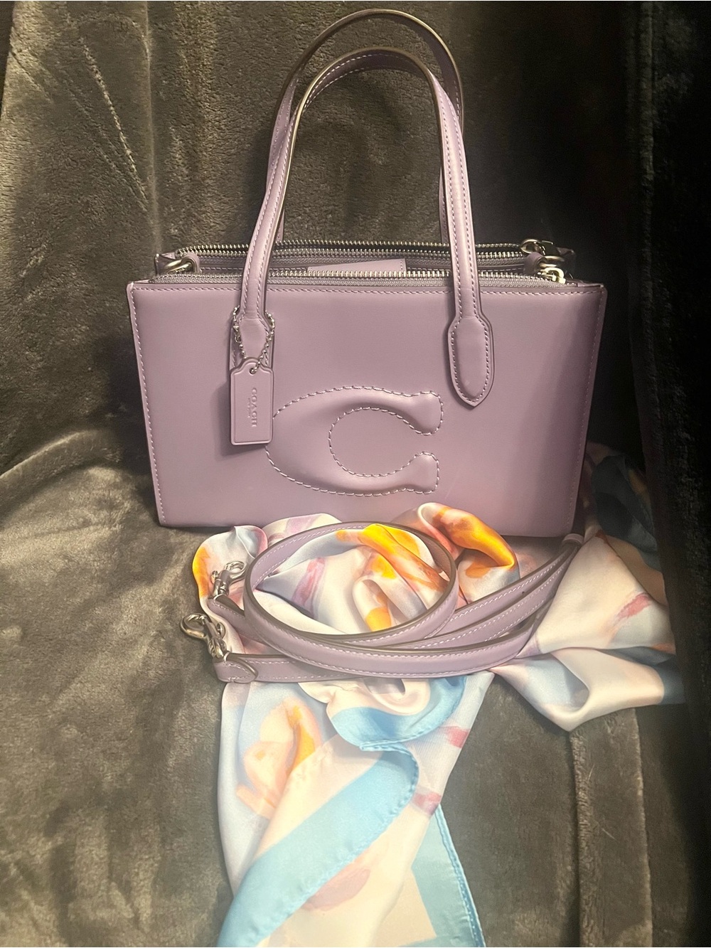 Coach Nina Lavender Leather Mini Tote with Removable Strap